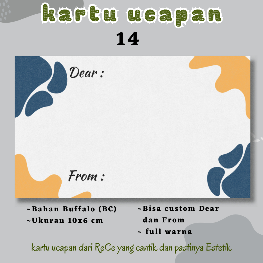 Jual Kartu Ucapan Greeting Card Polos Dear Blank Card Bisa