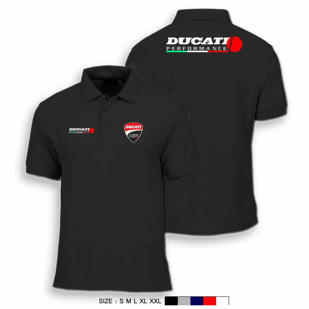 Jual Polo Shirt Kaos Kerah Pria Ducati Corse Cotton CVC Pique Knit 24s