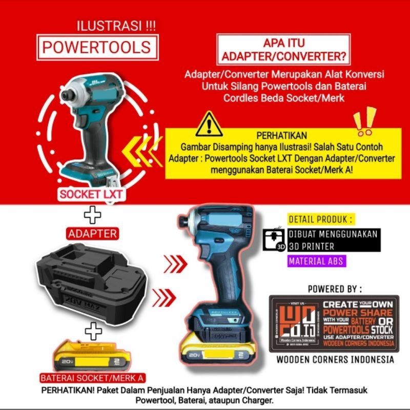 Jual Adapter Baterai Lxt V Makita U Tool Impact Wrench Krisbow