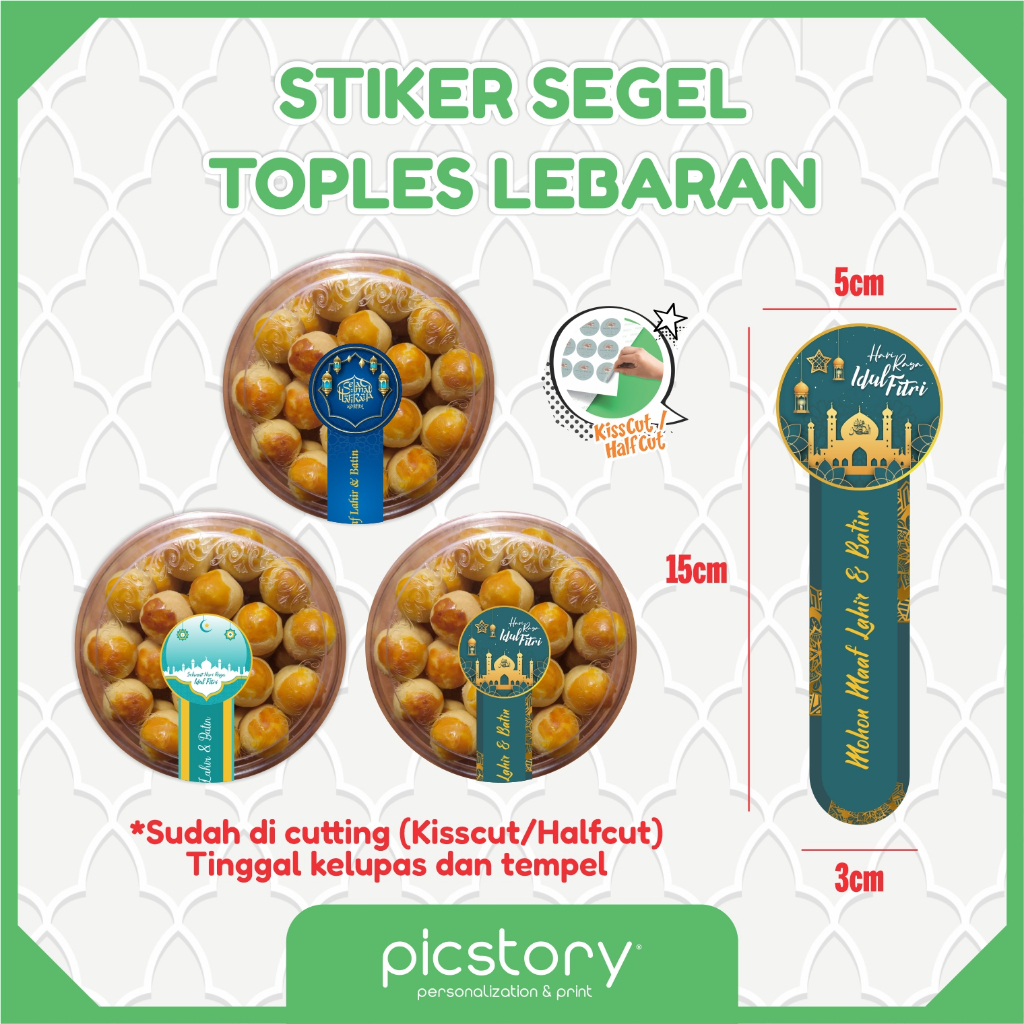 Jual Stiker Toples Kue Kering Lebaran Idul Fitri Sticker Label Segel