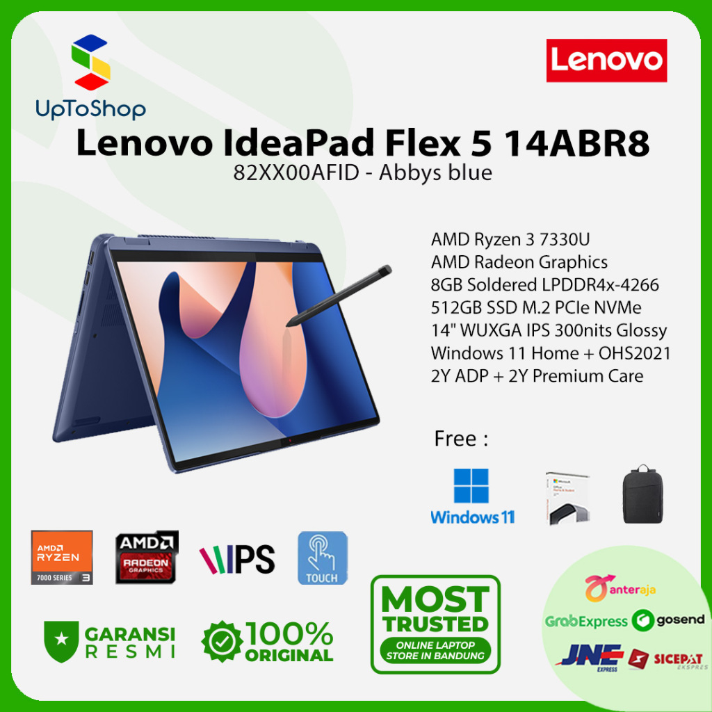 Jual Lenovo IdeaPad Flex 5 14ABR8 AFID Ryzen 3 7330U 8GB 512GB 14 W11