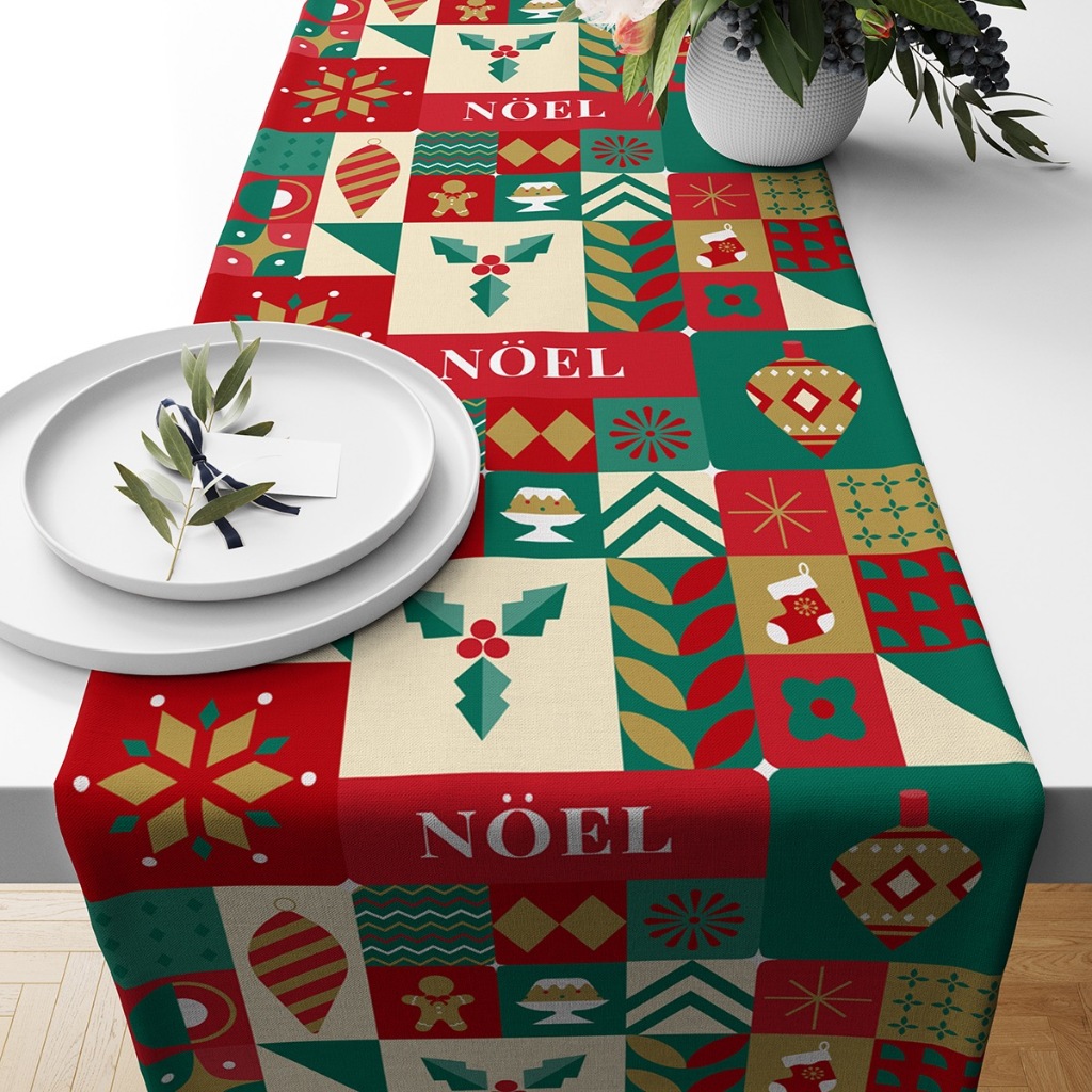 Jual Taplak Meja Table Runner Print Motif Natal Christmas Holiday