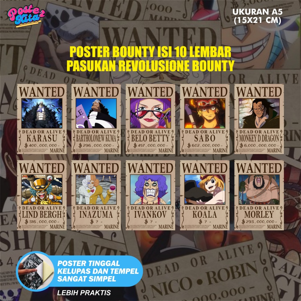 Jual Poster One Piece Set Kru Revolusioner Poster Bounty One Piece