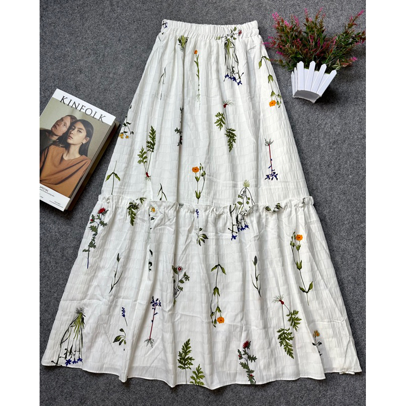 Jual Cod Rok Panjang Tingkat Long Skirt Flower Rok Bunga Kringkel