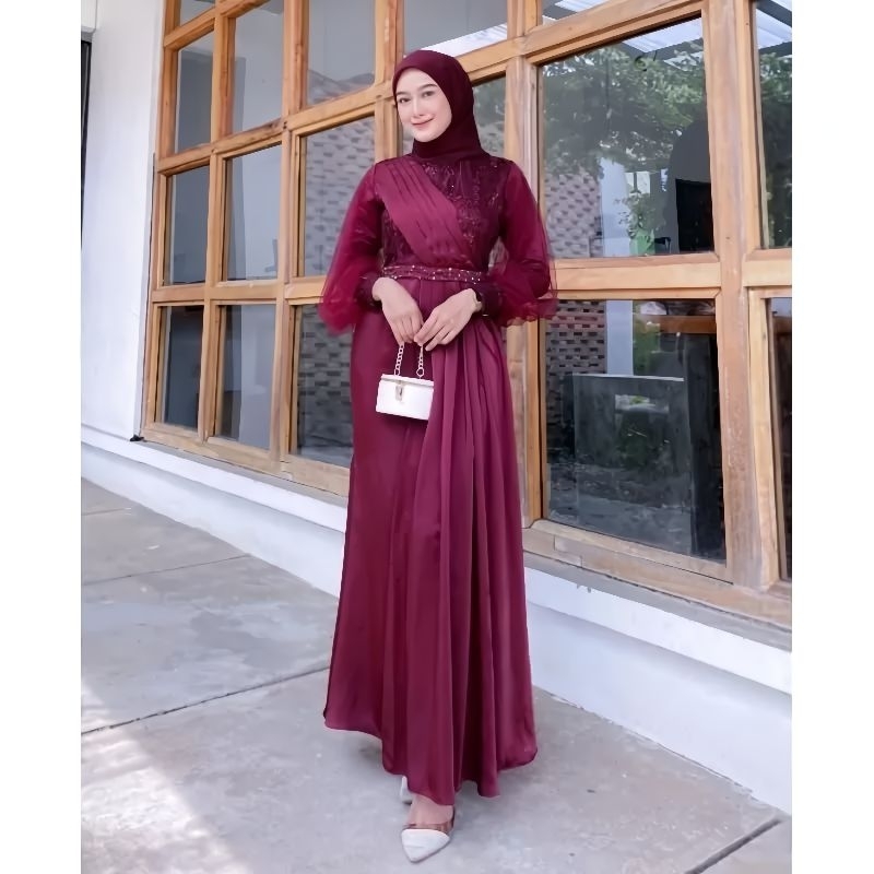 Jual Ready Stok Gamis Pesta Mewah Dan Simple Drees Adeeva Baju