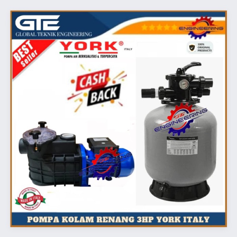 Jual Mesin Pompa Kolam Renang 2HP York FCP1500 Sand Filter Emaux V500