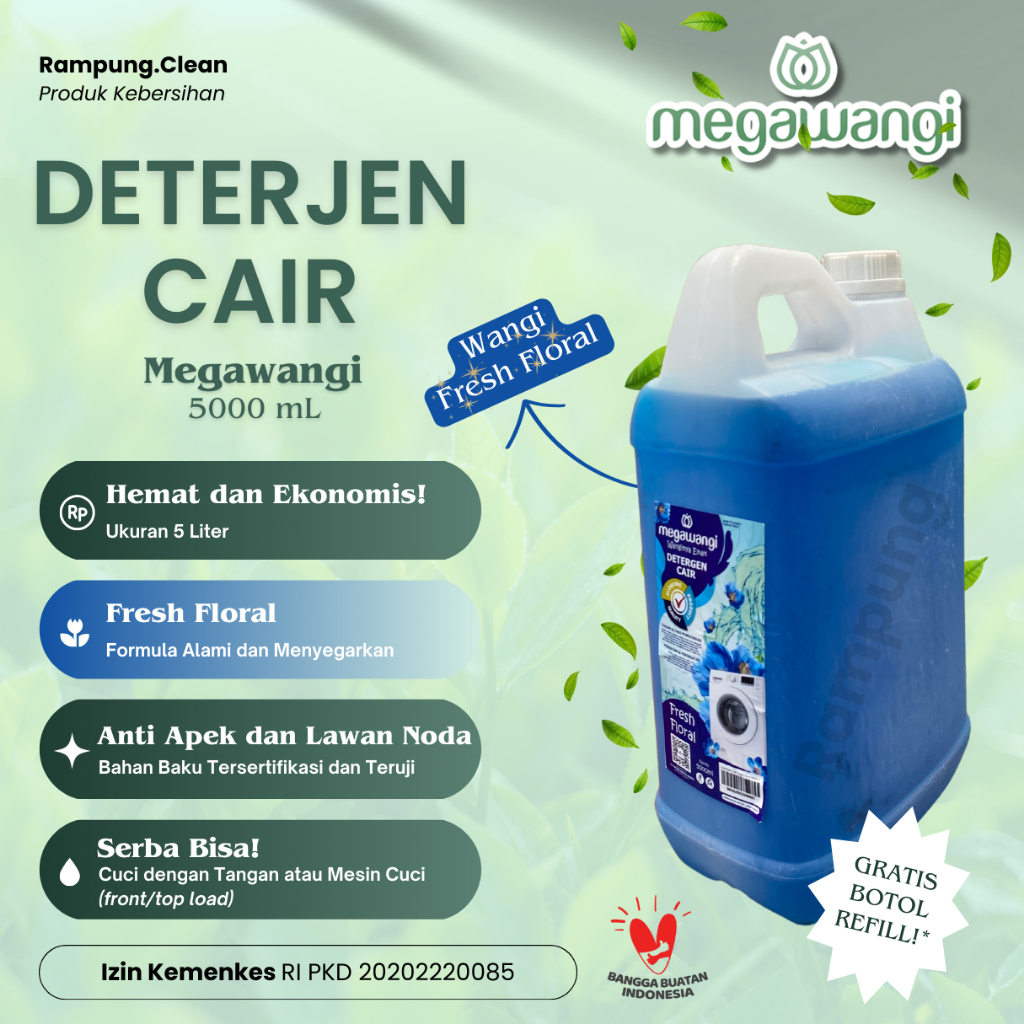 Jual Deterjen Pakaian Cair Megawangi Liquid Laundry Detergent 5 Liter