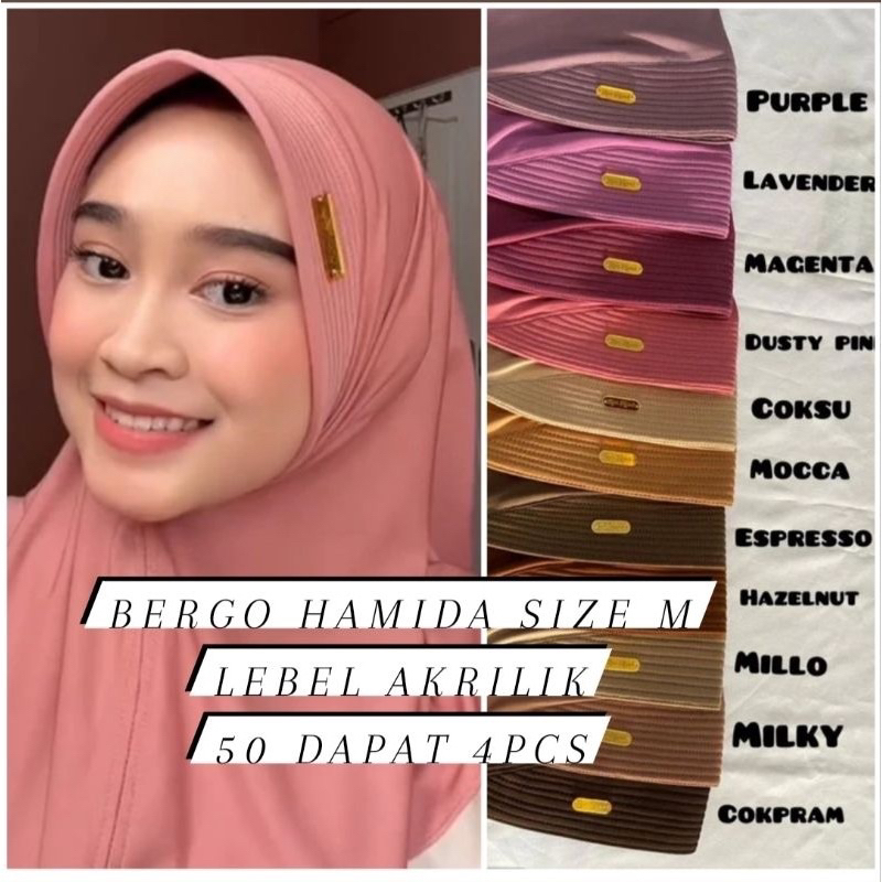 Jual Rb Isi Pcs Bergo Hamidah Label Besi Premium Size M Menutup