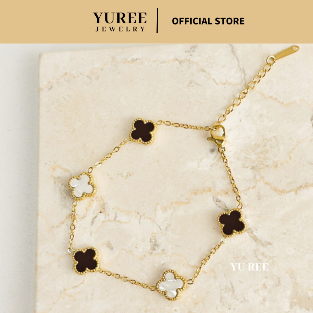 Jual YUREE Jane Bracelet 18K Gold Plated Perhiasan Gelang Clover