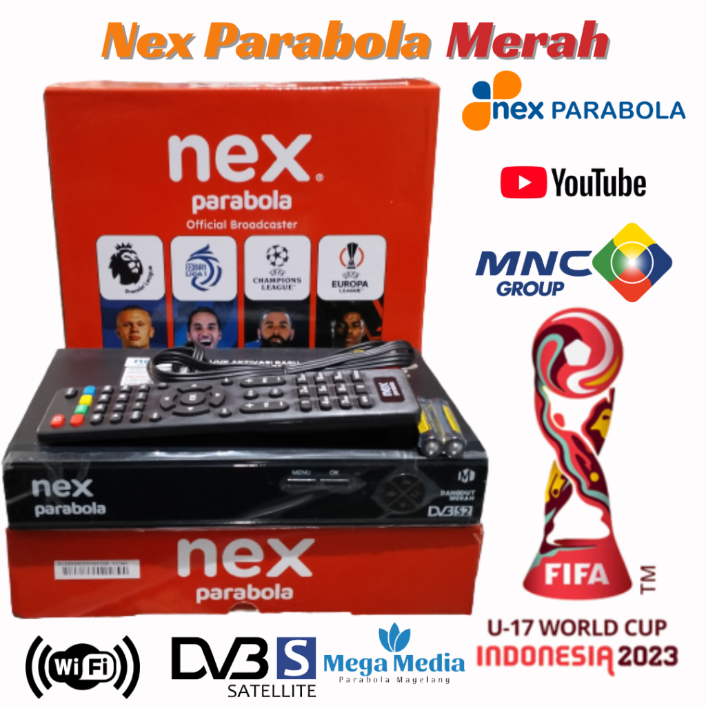 Jual Receiver Nex Parabola Merah MNC GRUP Bisa Youtube Shopee Indonesia