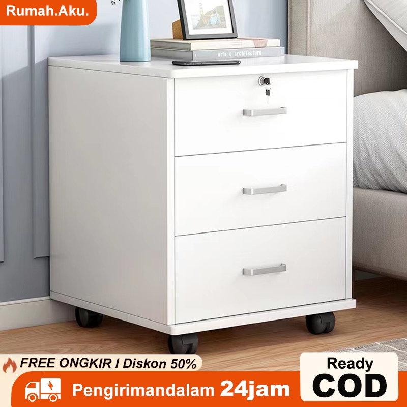 Jual Meja Nakas Bedside Table Dengan Kunci Lemari Laci Penyimpanan Meja