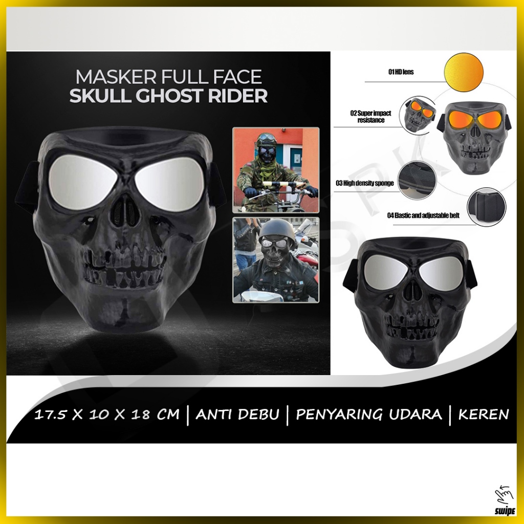 Jual Topeng Tengkorak Airsoft Gun Full Face Skull Ghost Raider Rider