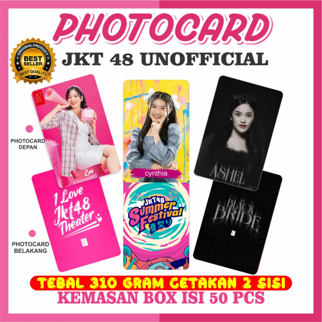 Jual Photocard JKT 48 Unofficial 2 SISI Tebal 310 Gram 50 PCS COD BONUS