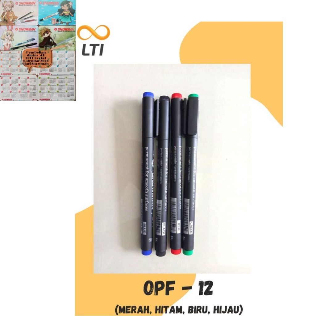 Jual Spidol Permanent Snowman OHP OPF 12 Fine Tip Pcs HEMAT