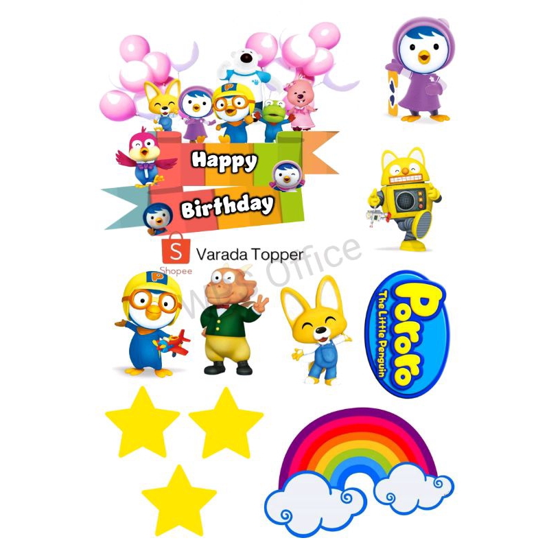 Jual Topper Cake Tema Pororo Free Request Nama Hiasan Kue Ultah Pororo