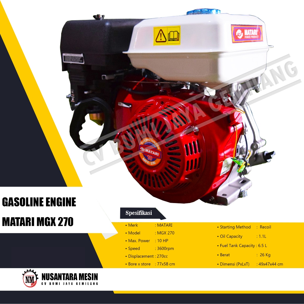 Jual MESIN PENGGERAK SERBAGUNA ENGINE MATARI MGX 270 10 Hp Shopee