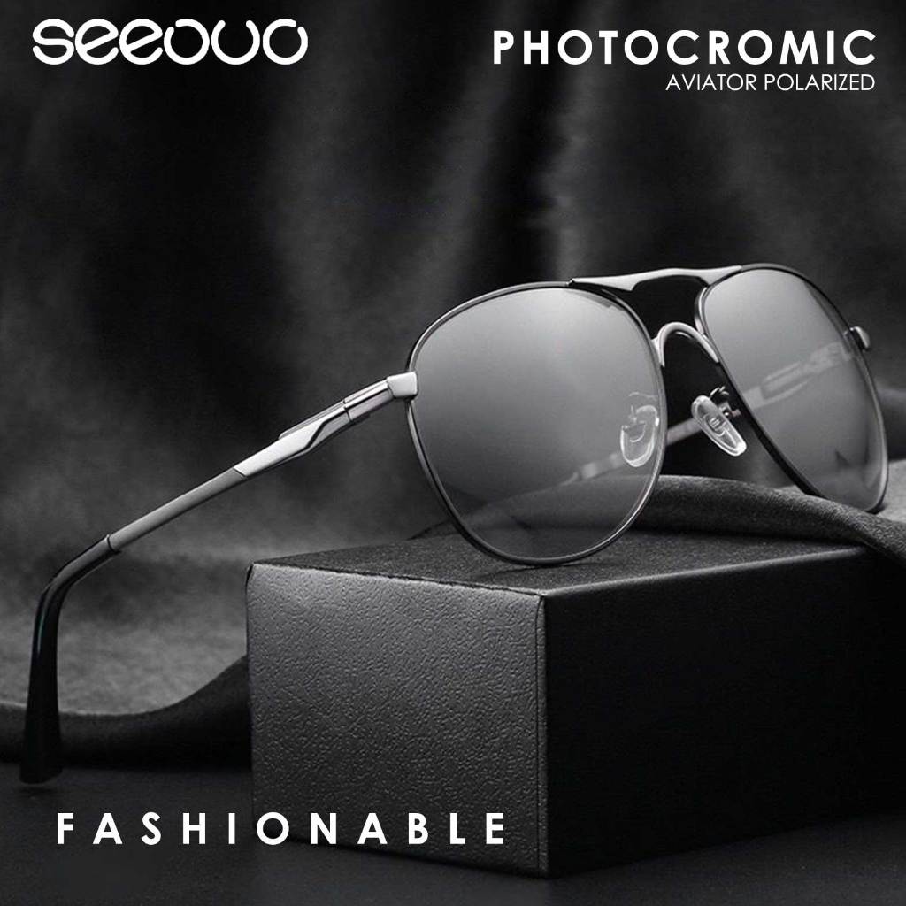 Jual Seeouo Kacamata Photocromic Polarized Lens Model Aviator Stylish