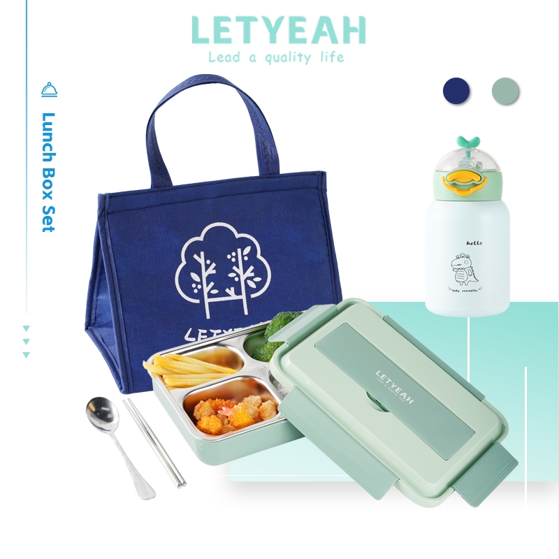 Jual LetYeah SUS304 Kotak Makan Set Botol Minum Stainless Steel Tas