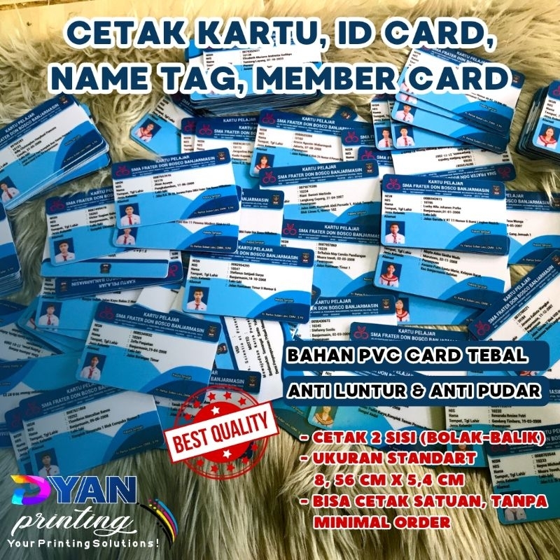 Jual Cetak Kartu Id Card Name Tag Member Card Bahan Pvc Card Tebal