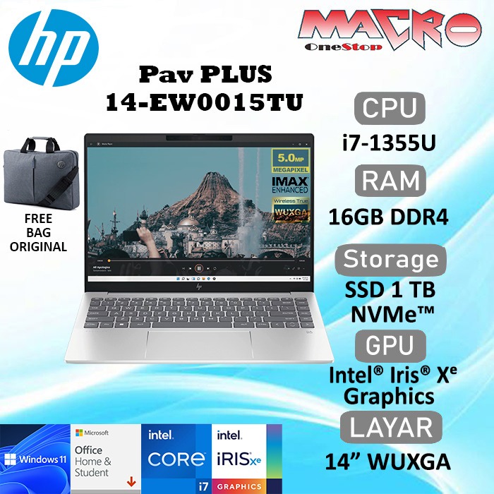 Jual HP Pav Plus 14 EW0015TU I7 1355U 16GB SSD 1TB W11 OHS 14 0 WUXGA