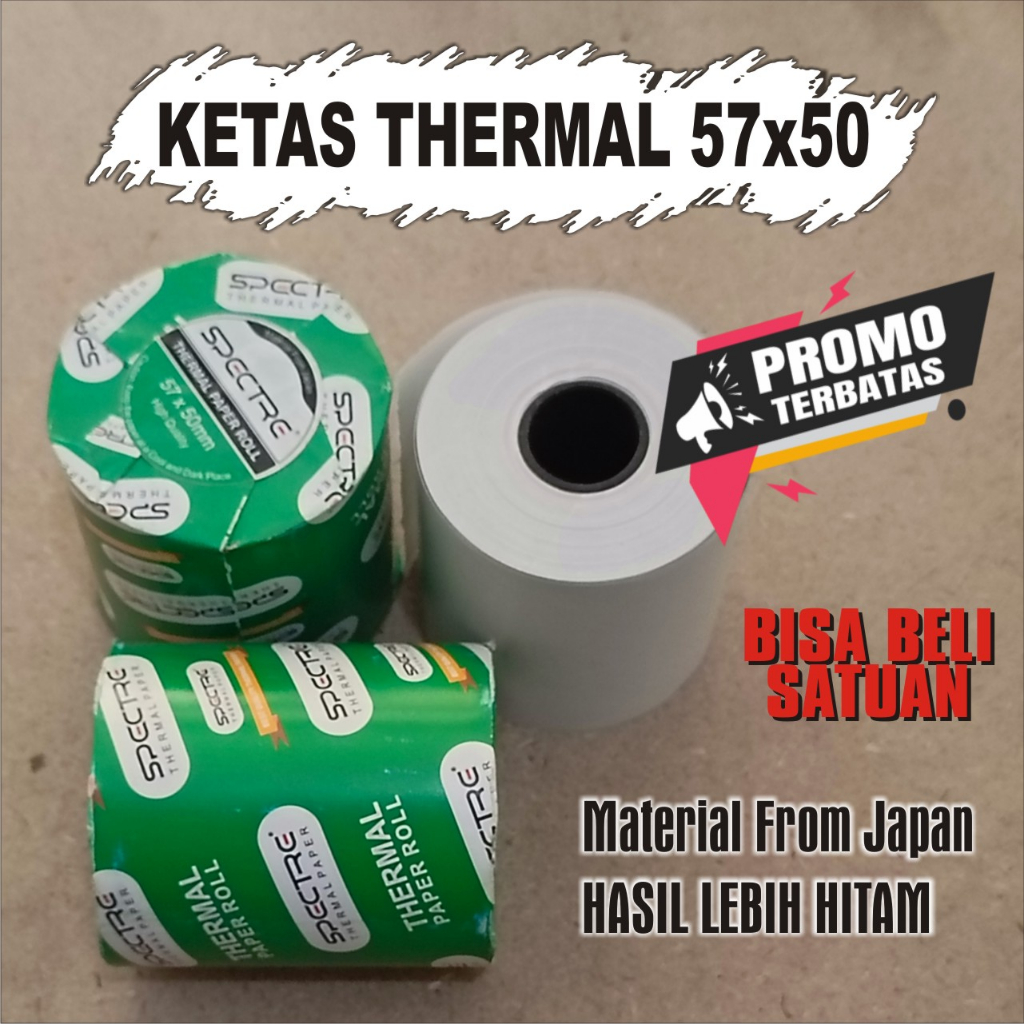 Jual KERTAS THERMAL STRUK KASIR PAPER ROLL 57X50 58X50 TERMAL POS