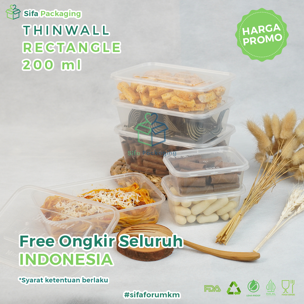 Jual Thinwall Rectangle Tutup Ml Persegi Panjang Kotak Makanan