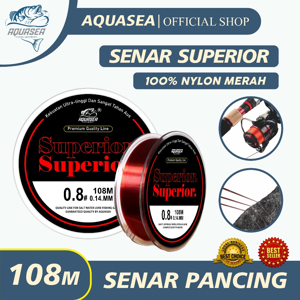 Jual AQUASEA Tali Pancing 108meter Warna Merah Senar Pancing Bahan