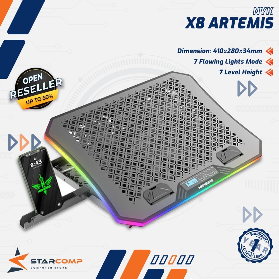 Jual NYK Nemesis X8 Artemis RGB Cooling Pad Laptop With Holder Shopee