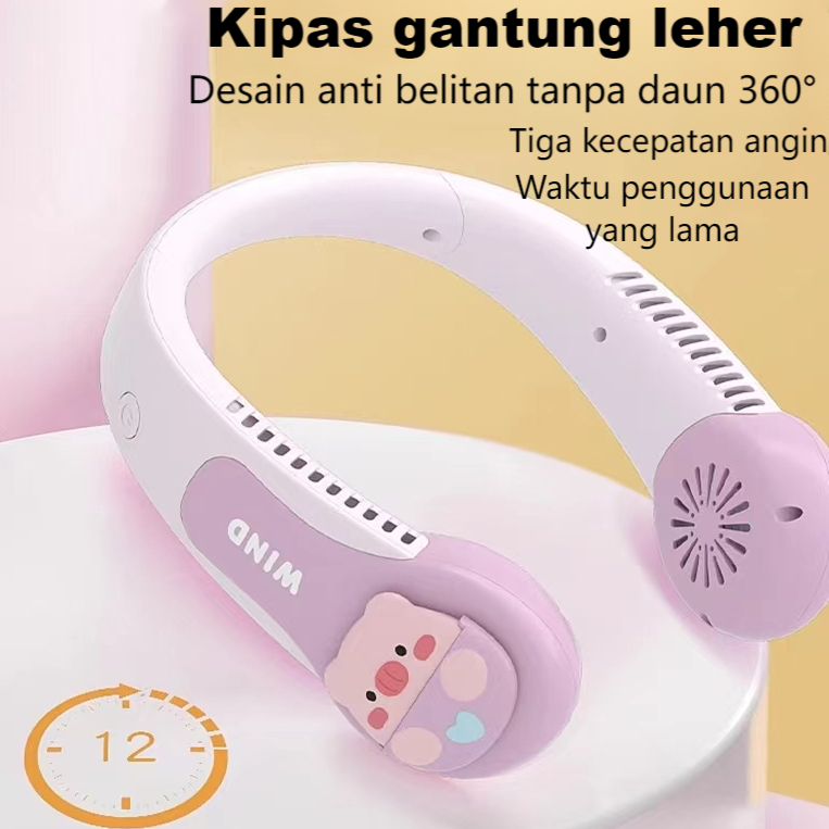 Jual Kipas Angin Gantung Leher Portable Usb Mini Fan Neck Olahraga Di