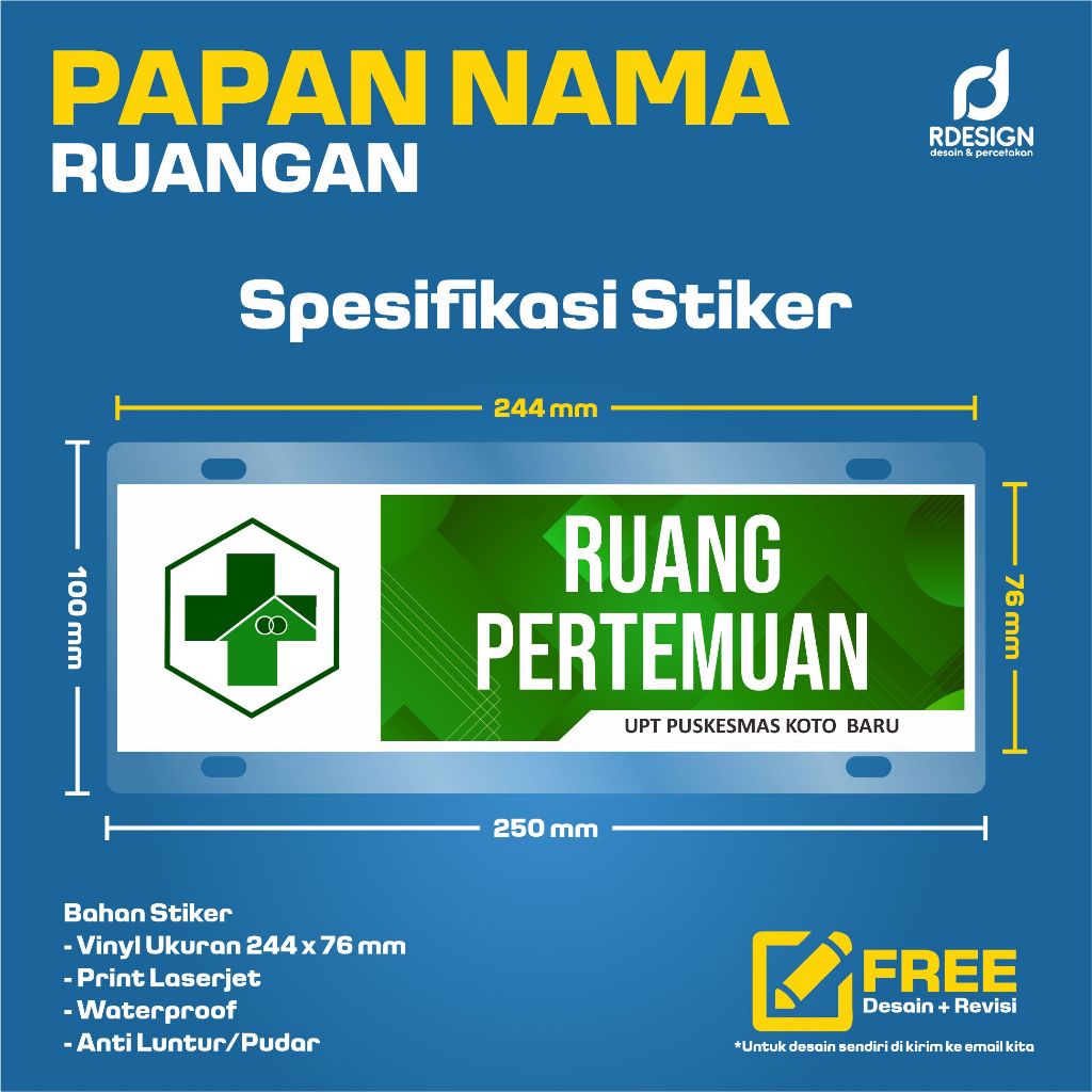 Jual STIKER PAPAN NAMA RUANGAN GANTUNG AKRILIK TIANG BESI Shopee