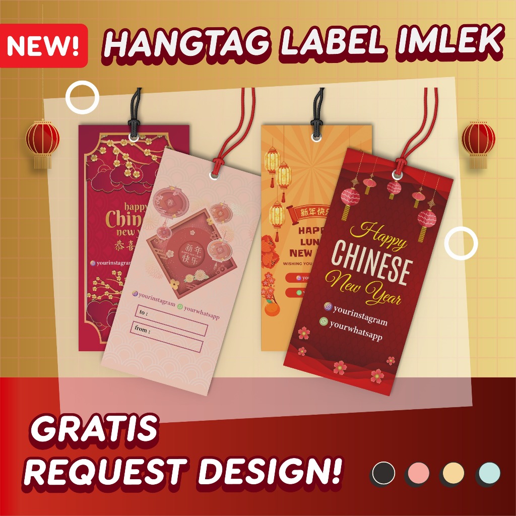 Jual Hang Tag Custom Imlek Sisi Free Design Label Hampers