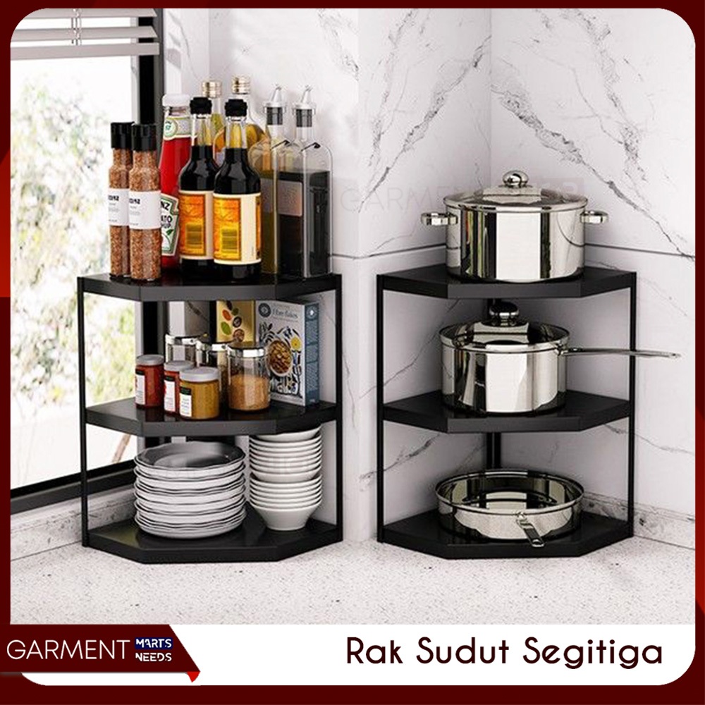 Jual Rak Sudut Dapur Besi Susun Anti Karat Tempat Penyimpanan Bumbu