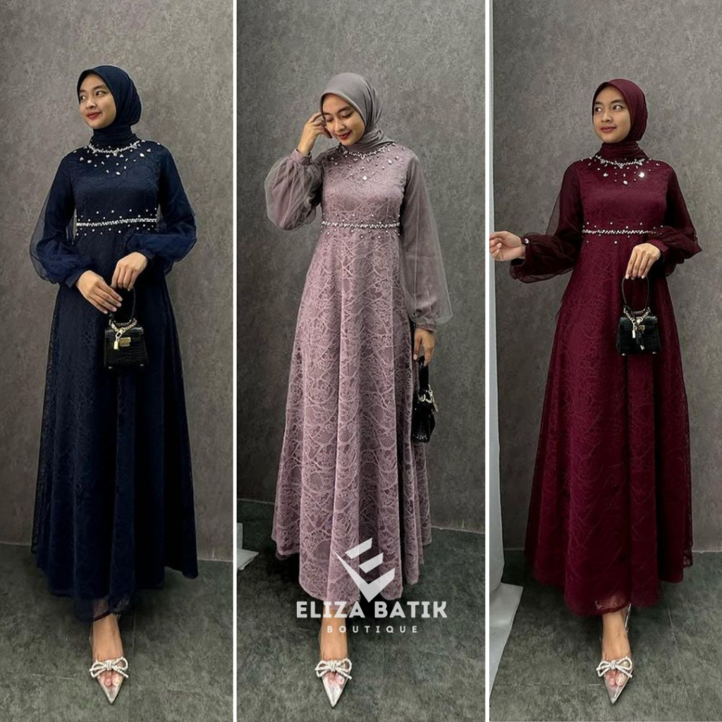 Jual Dress Exclusive Gamis Lebaran Terbaru Dress Kondangan Gamis Brukat