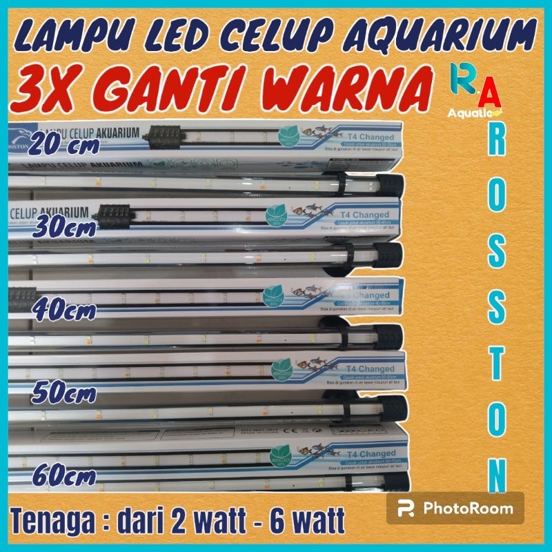 Jual Lampu LED Celup Aquarium Ikan 3x Ganti Warna 2 BARIS 20cm 60cm