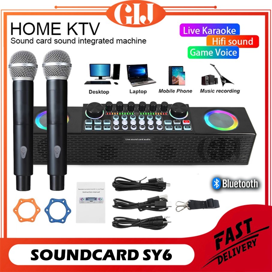 Jual Live Soundcard Sound Card SY6 Soundcard Bluetooth Speaker All In