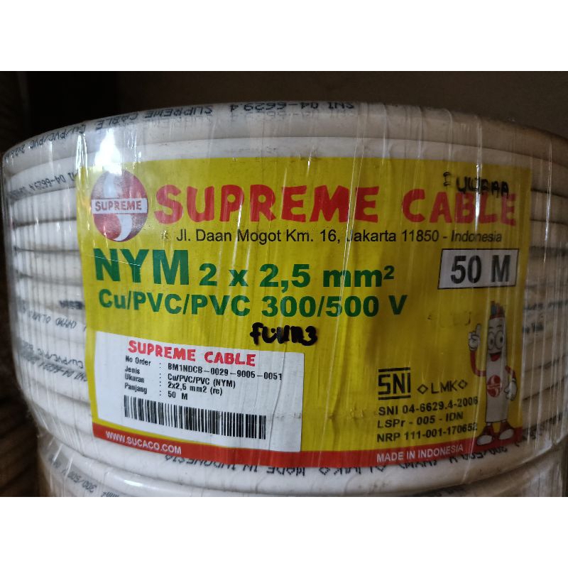 Jual Kabel Listrik Tunggal Kawat Supreme Nym X Mm X Mm Putih