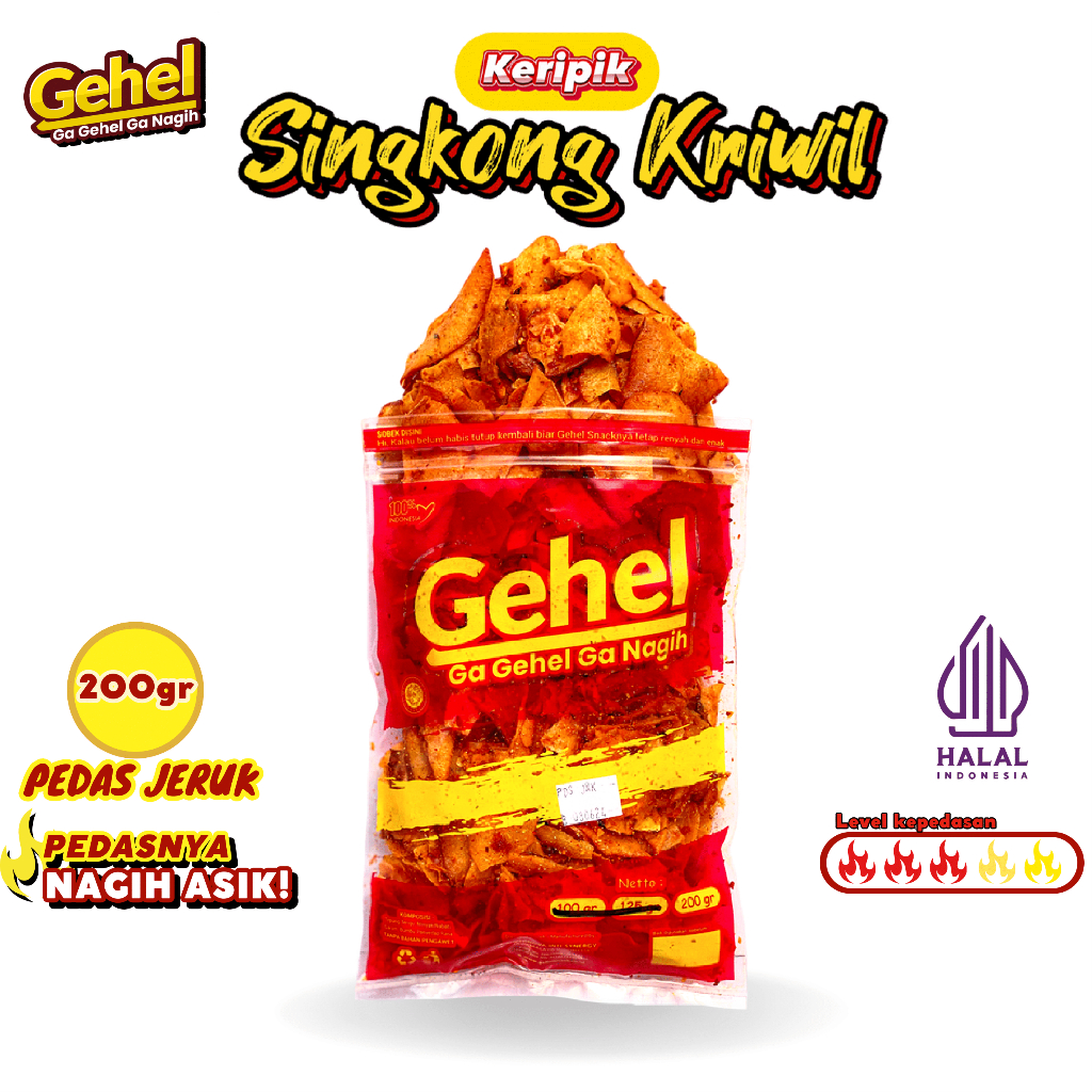 Jual NEW GEHEL KERIPIK SINGKONG KRIWIL 200 GRAM Pedas Jeruk Makanan