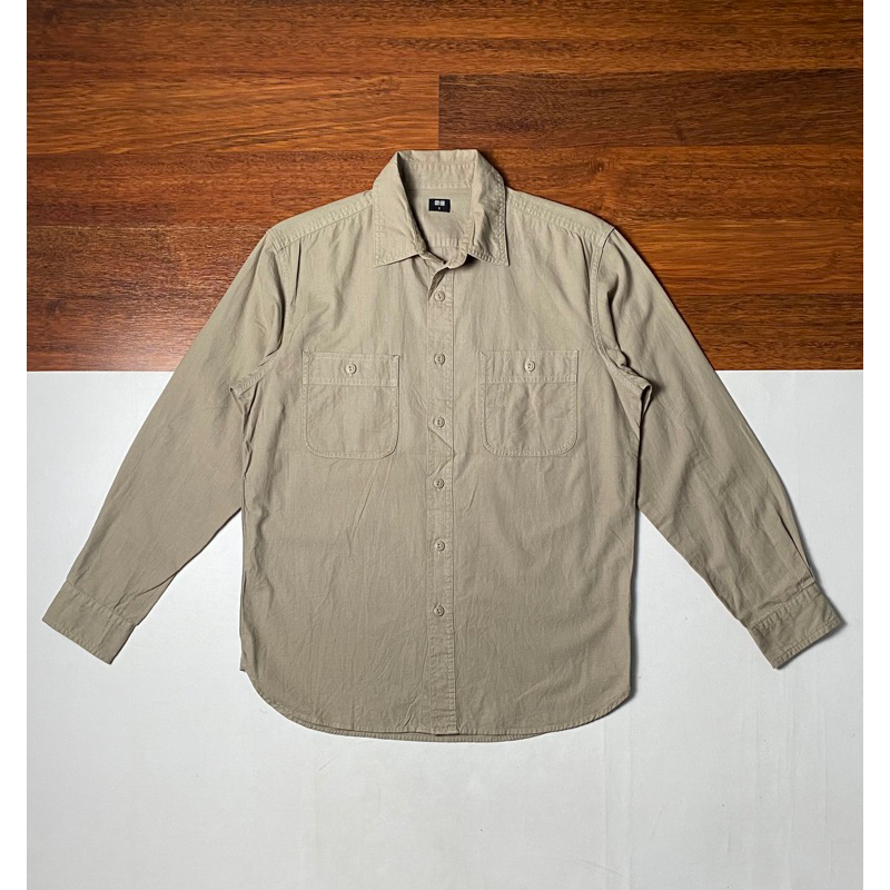 Jual Kemeja Panjang Pria Casual Open Collar Shirt Work Shirt Mix Uniqlo