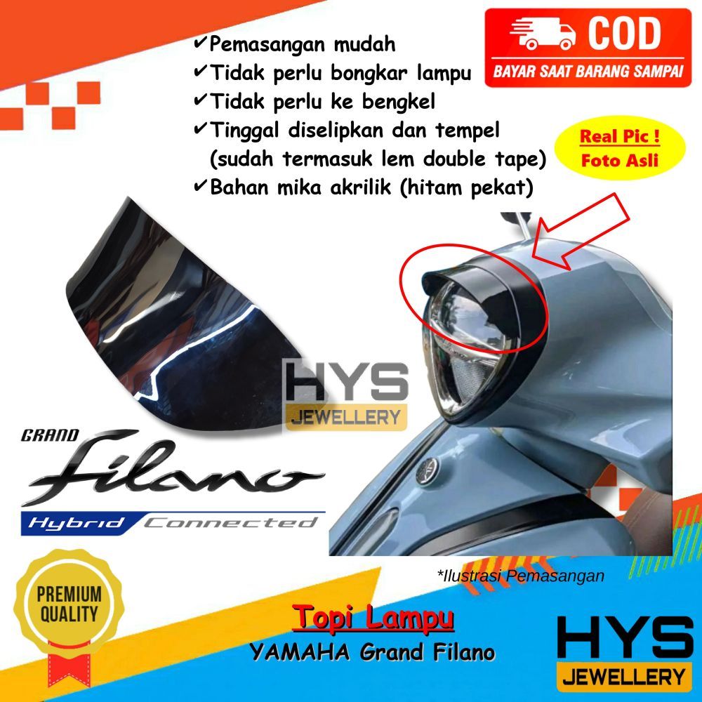 Jual Cod Kanopi Lampu Depan Grand Filano Variasi Topi Headlamp Kaca