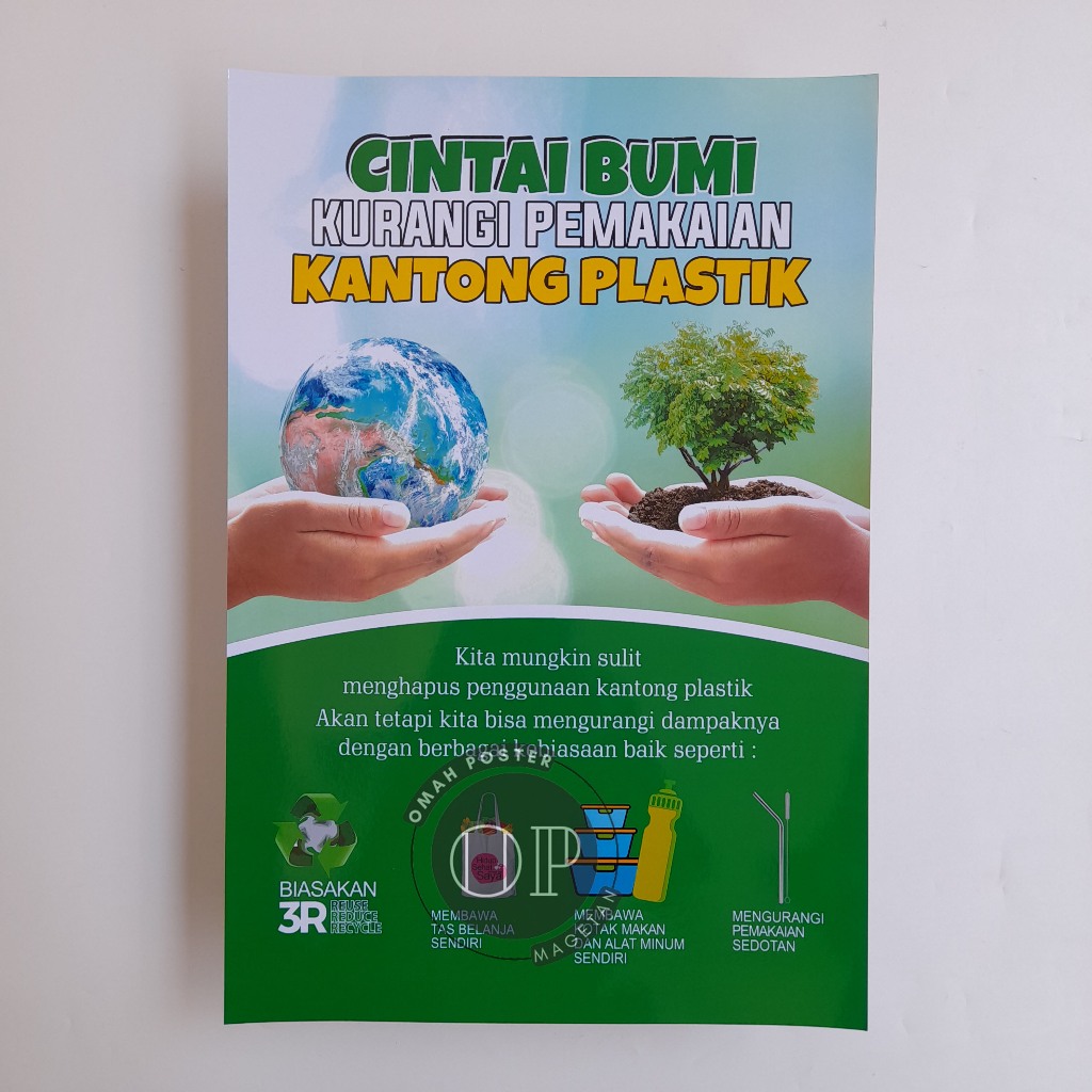 Jual Poster Cintai Bumi Kurangi Pemakaian Kantong Sampah Plastik R Shopee Indonesia