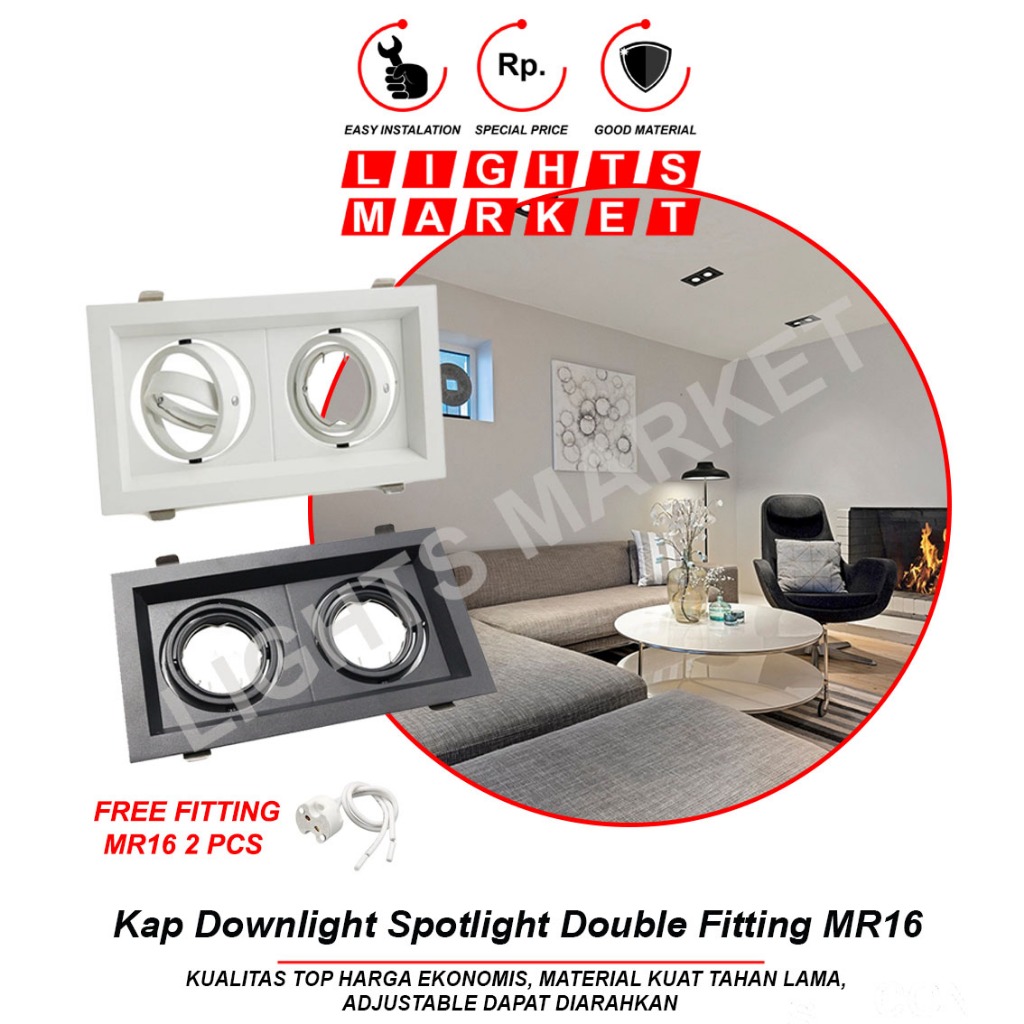 Jual Kap Downlight Lampu Sorot Halogen Led Double Fitting X Mr