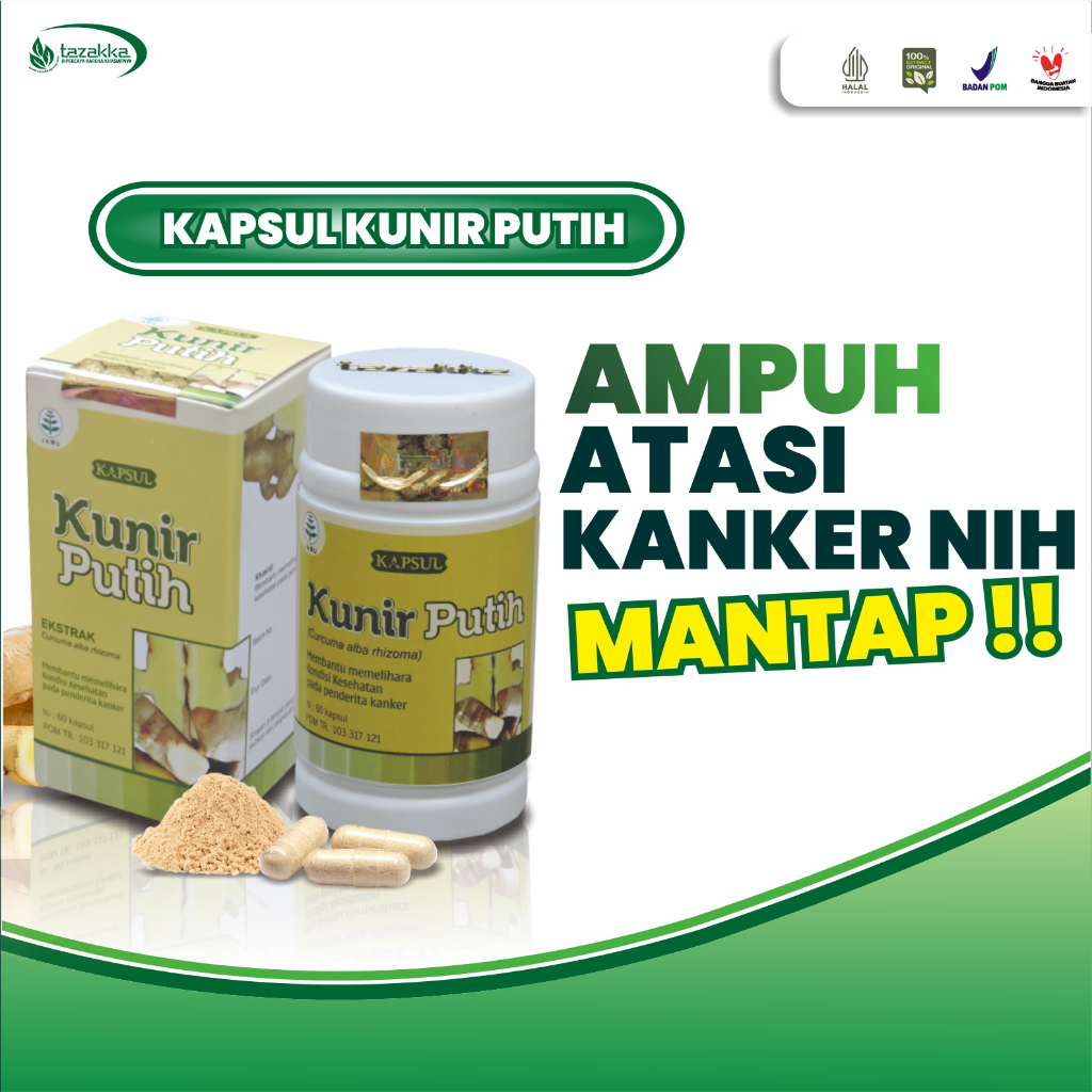 Jual Kapsul Kunir Putih Ekstrak Herbal Tazakka Original Isi 60 Kapsul