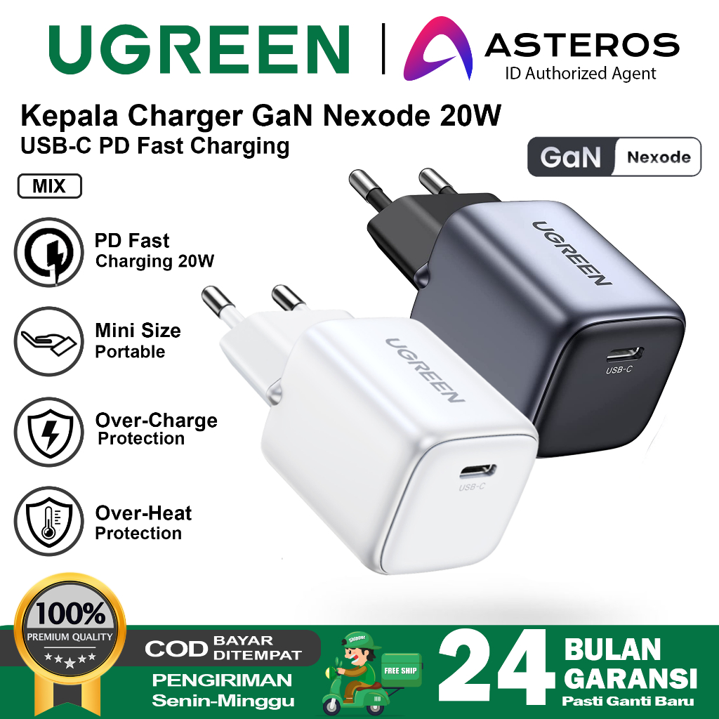 Jual UGREEN Kepala Charger PD Type C GAN Fast Charging 20w 90664 15324