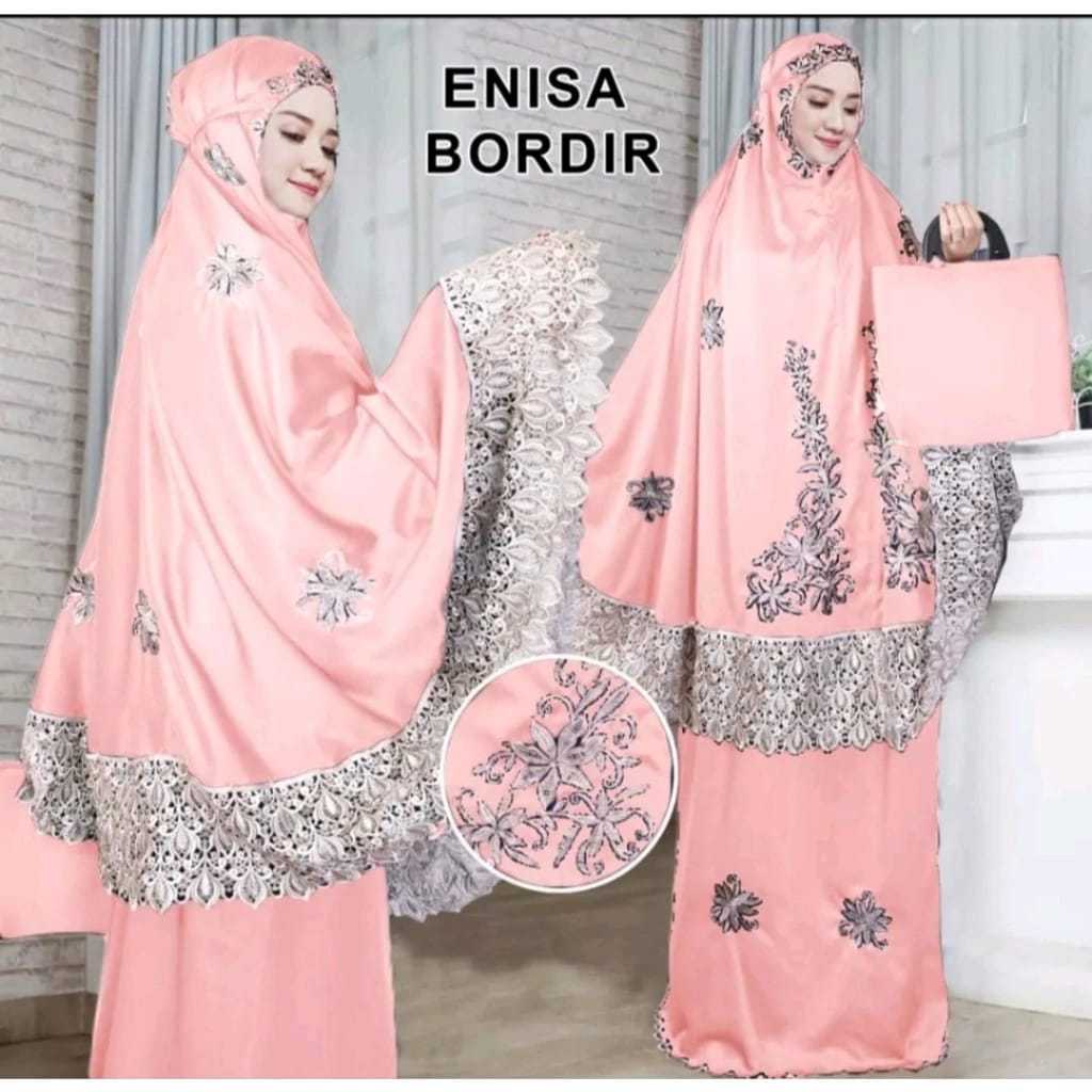 Jual Mukena Muslimah Dewasa Enisa Luna Maya Renda Bordir Mewah Siti