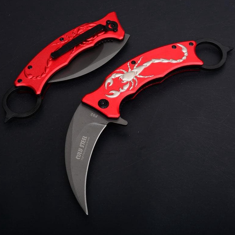 Jual Modern Super Sale PISAU LIPAT KERAMBIT F92 RED SCORPION FOLDING