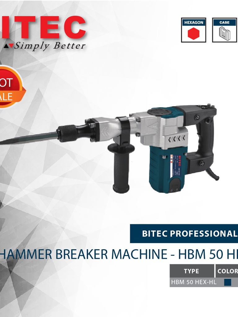 Jual MESIN BOBOK BETON PROFESSIONAL HAMMER BREAKER MACHINE HBM 50 HEX