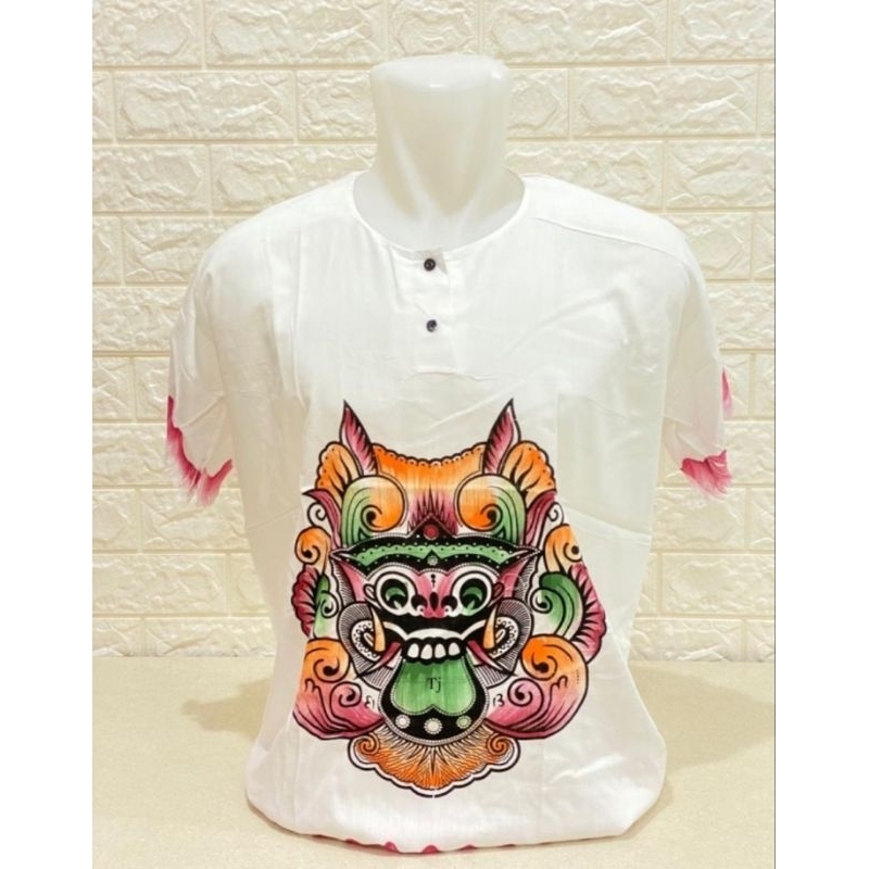 Jual BAJU BARONG LUKIS PUTIH BAJU BARONG BALI UNISEX BAJU BALI Shopee