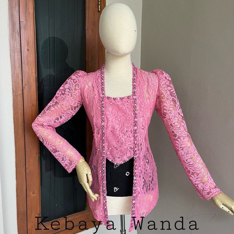 Jual Kebaya Kutu Baru Kancing Samping Lengan Balon Kutu Baru Mutiara