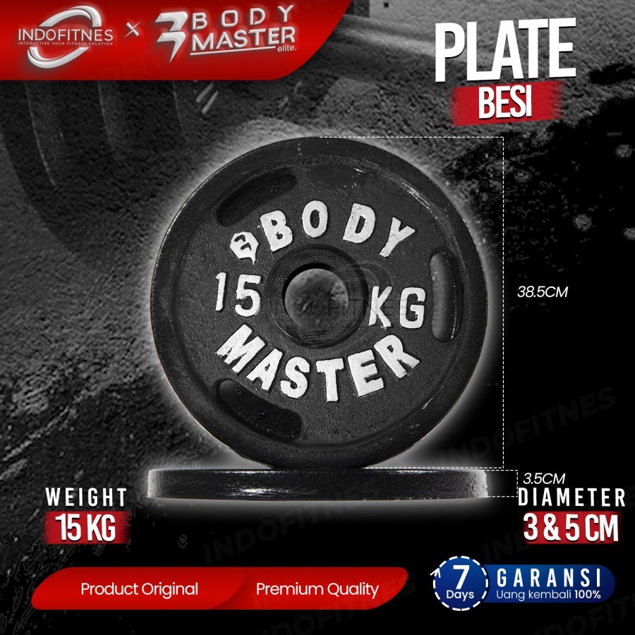 Jual BODYMASTER Plate Besi 15 KG Beban Barbel 15kg Dumbell Piringan