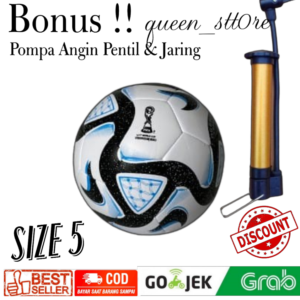 Jual Bola Sepak Size 5 Gratis Pompa Angin Pentil Dan Jaring Bola